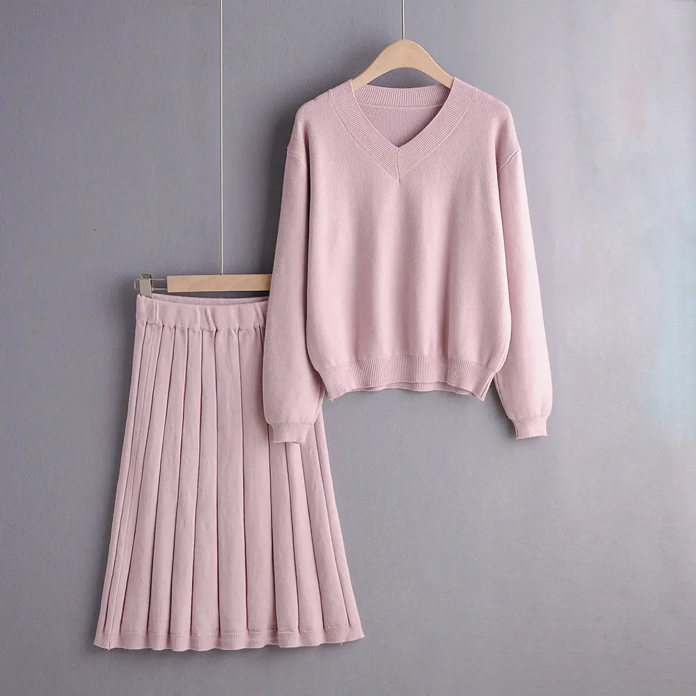 Autumn Small Fresh Sweater Skirt Two-piece Foreign Women 2019 Spring And New Korean Fashion Knit Suit | Женская одежда