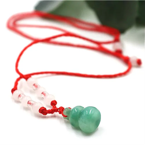 Натуральный китайский зеленый нефрит Тыква кулон ожерелье Модные аксессуары