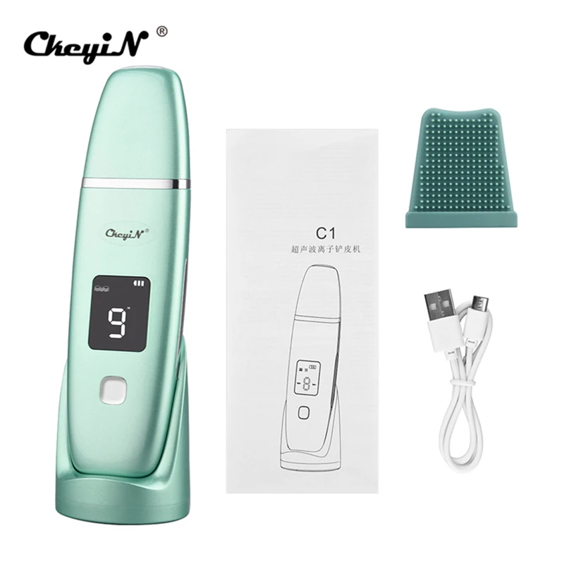 

Ultrasonic Skin Scrubber Vibration Face Spatula Blackhead Remover Facial Scrubber Facial Lifting + Face Steamer + Cleaning Brush