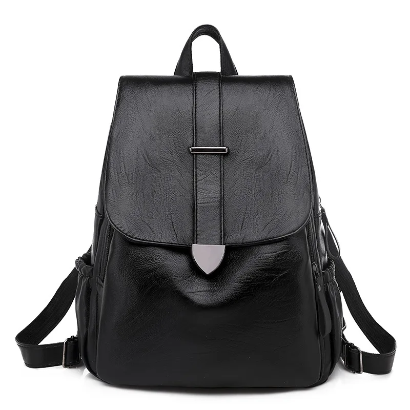

Women Backpacks Large Capacity Soft PU Leather School Bags for Teenagers Girls Mochila Female Shoulder Bag Women's Bagpack Balck