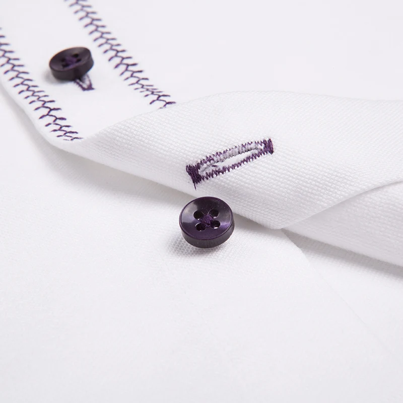 Deepocean Embroidery High Neck White Blouse Long Sleeve Pure Cotton Slim Gold Purple Casual Shirts FOR MAN 100COTTON