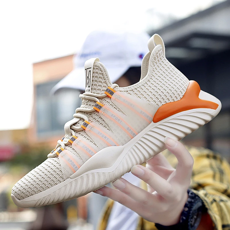 Мужская обувь новая мужская стильная дышащая Уличная для бега стрейчевая ткань