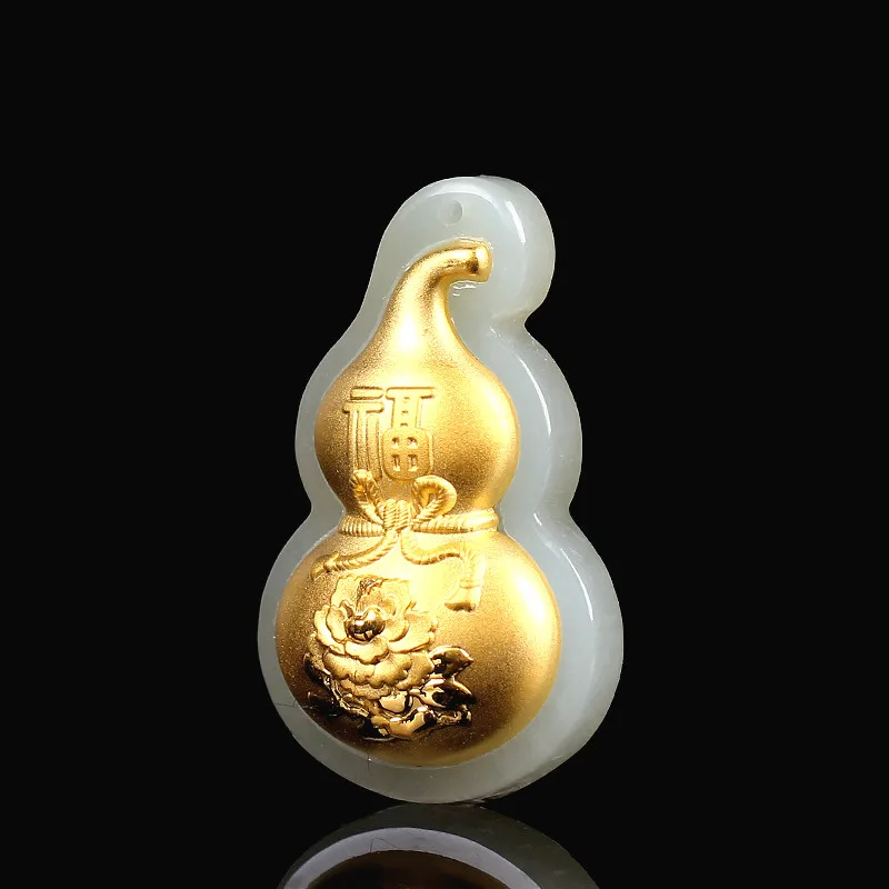 Натуральная китайская белая нефритовая подвеска Hetian мозаичная Золотая Тыква