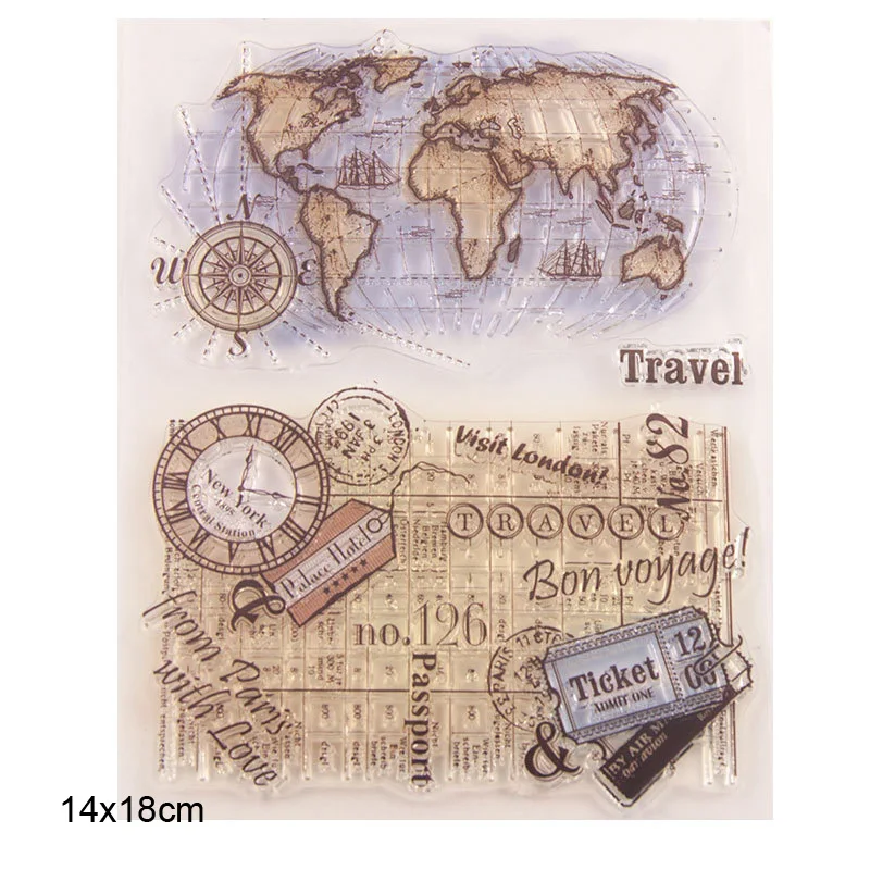 Силиконовые прозрачные штампы дорожный билет компас резиновый штамп товары для