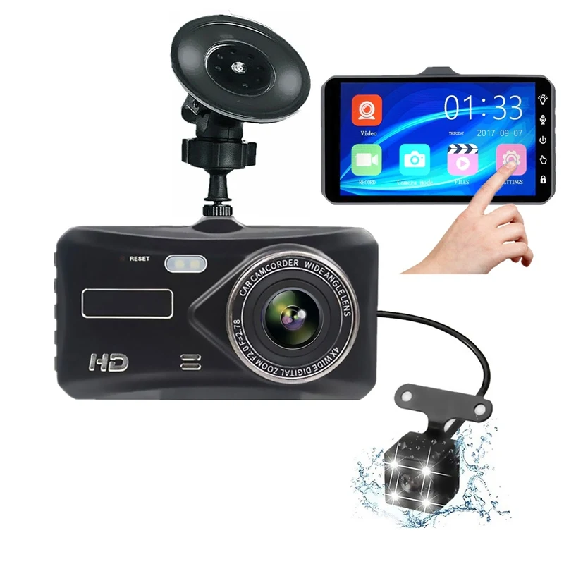 Full HD 1080P 4 &quotIPS автомобиля Камера Передний + задний Ночное видение g датчика