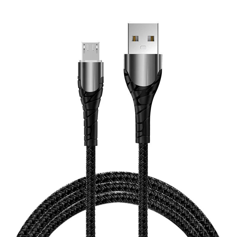For Micro Black 3,0 USB кабель, светодиодный, с нейлоновой оплеткой, 3 А, быстрая зарядка для iPhone 11, samsung, huawei, мобильного телефона, Micro usb type C, 1 м, провод для быстрой зарядки - Цвет: For Micro Black