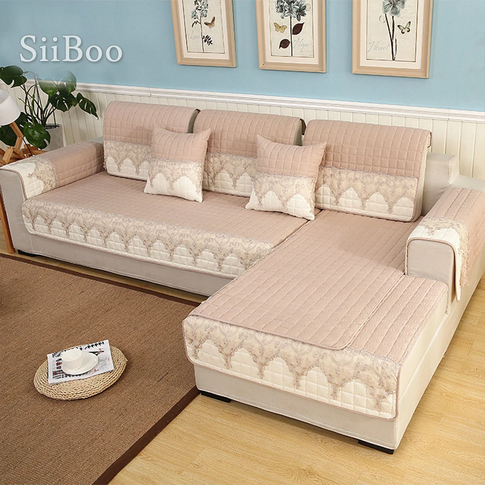 Корейский стиль серый цвета хаки кружевной сращенный стеганый чехол для дивана