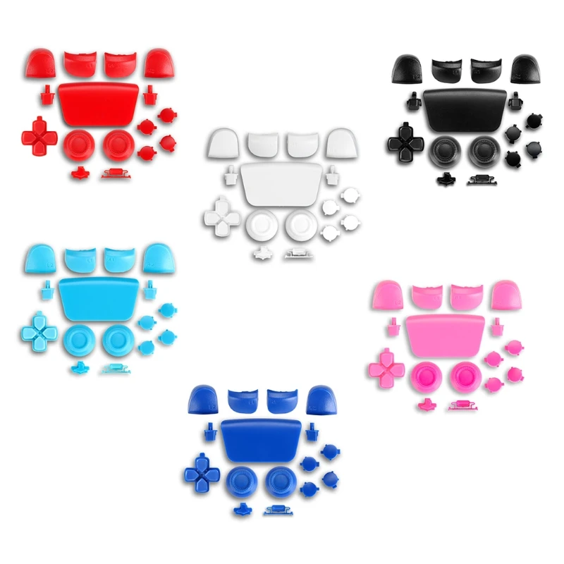 

Replacement Touch D-Pad Thumbsticks Dpad R1 L1 L2 R2 ABXY Trigger Full Buttons with Back Cover for PS5 Controller