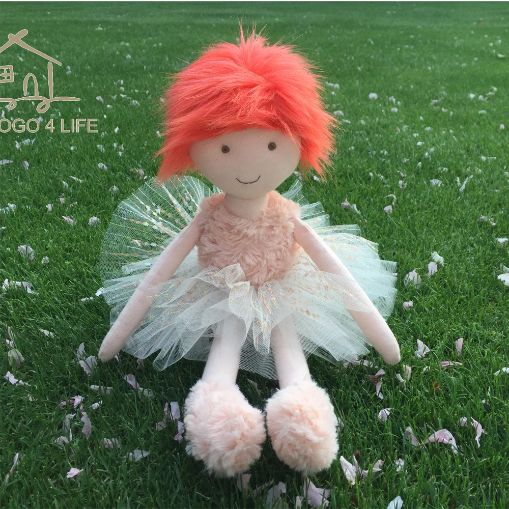 Роскошные Мягкие плюшевые игрушки ручной работы для девочек с красными волосами