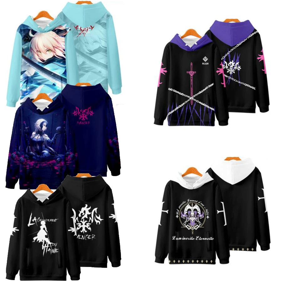 Anime Fate Stay Night Cosplay Costume Fate/Grand Order Saber Altria Pendragon Alter Jeanne D'Arc Unisex 3D Hoodies Sweatshirts