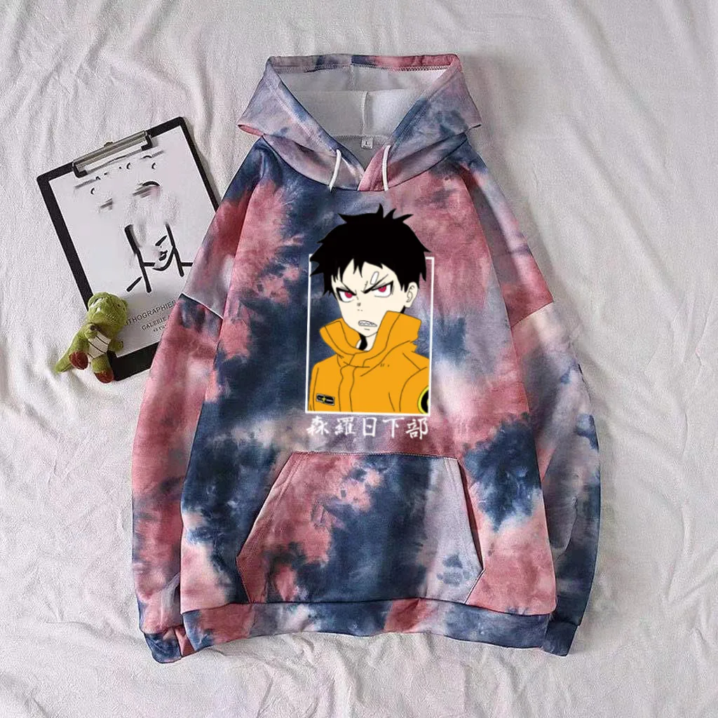 

Uniex Hot Anime Hoodie Fire Force Shinra Kusakabe Tie-dye Pullovers Tops