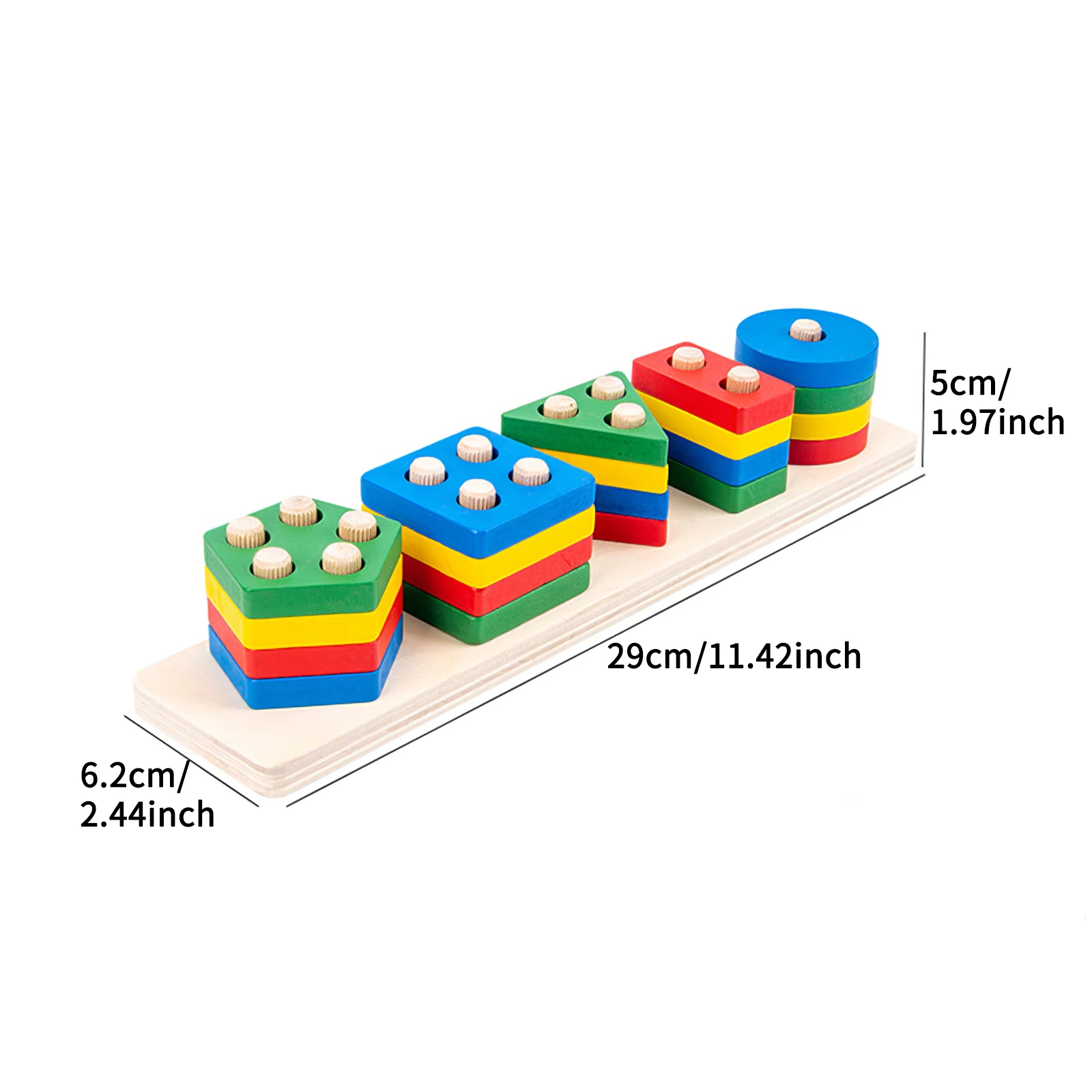 

Baby Wooden Geometric Shapes Sorting Math Toys Set Smooth Educational Building Block Stacking Toy Wooden Block Toy