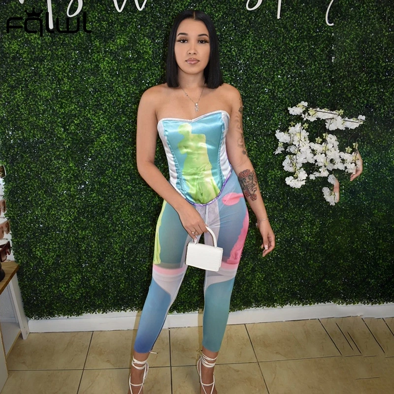 FQLWL летний женский модный топ с принтом и открытыми плечами синий сексуальный