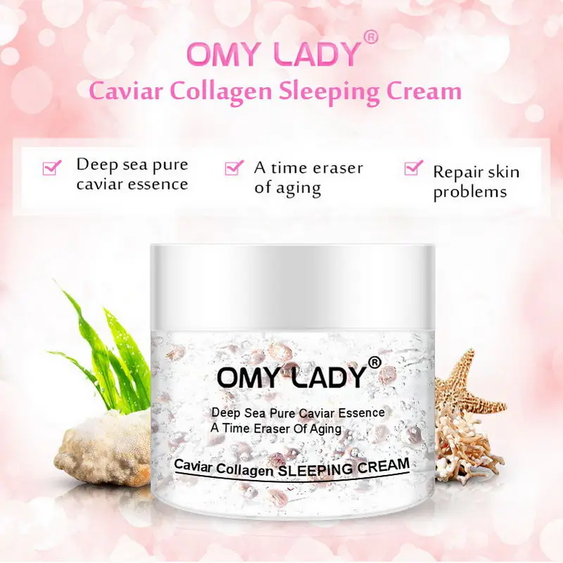 Коллагеновый крем для сна с икрой увлажняет восстанавливает эластичность кожи