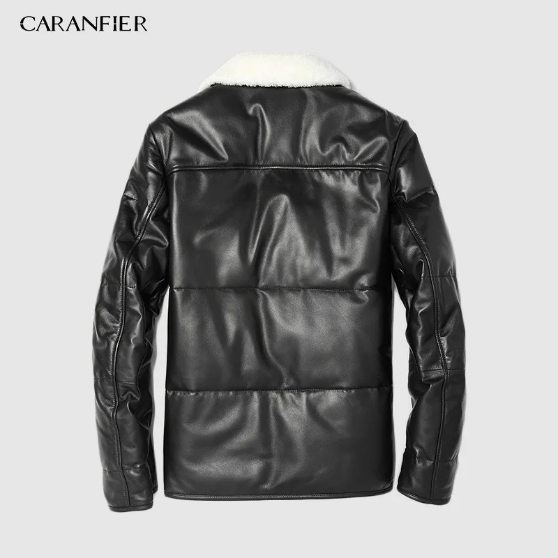 CARANFIER летный Костюм ВВС пилот меховой воротник Толстая теплая кожаная куртка из