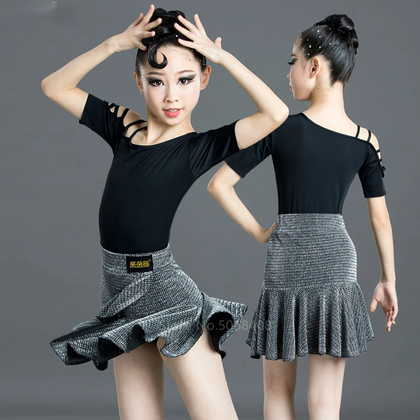 5 цветов детская юбка для латинских танцев платье соревнований маленьких девочек