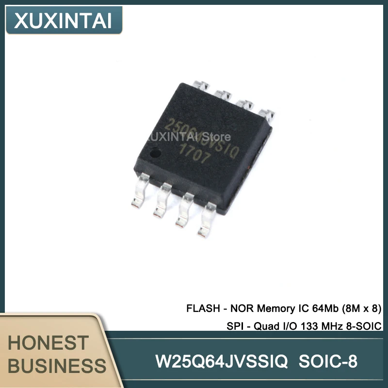 

50Pcs/Lot W25Q64JVSSIQ W25Q64 FLASH - NOR Memory IC 64Mb (8M x 8) SPI - Quad I/O 133 MHz 8-SOIC