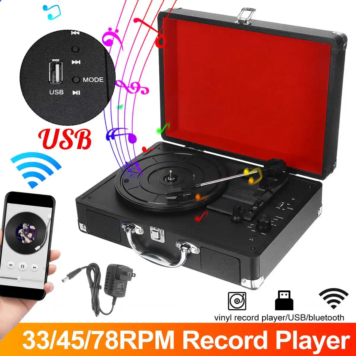 

Vinyl-to-MP3 USB проигрыватель виниловых пластинок bluetooth проигрыватель виниловых пластинок премиум класса стереоколонка