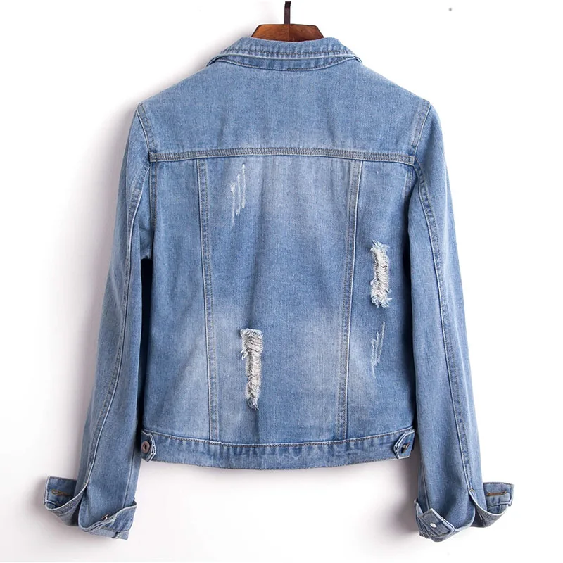 Женская укороченная джинсовая куртка большого размера светильник синий Бомбер