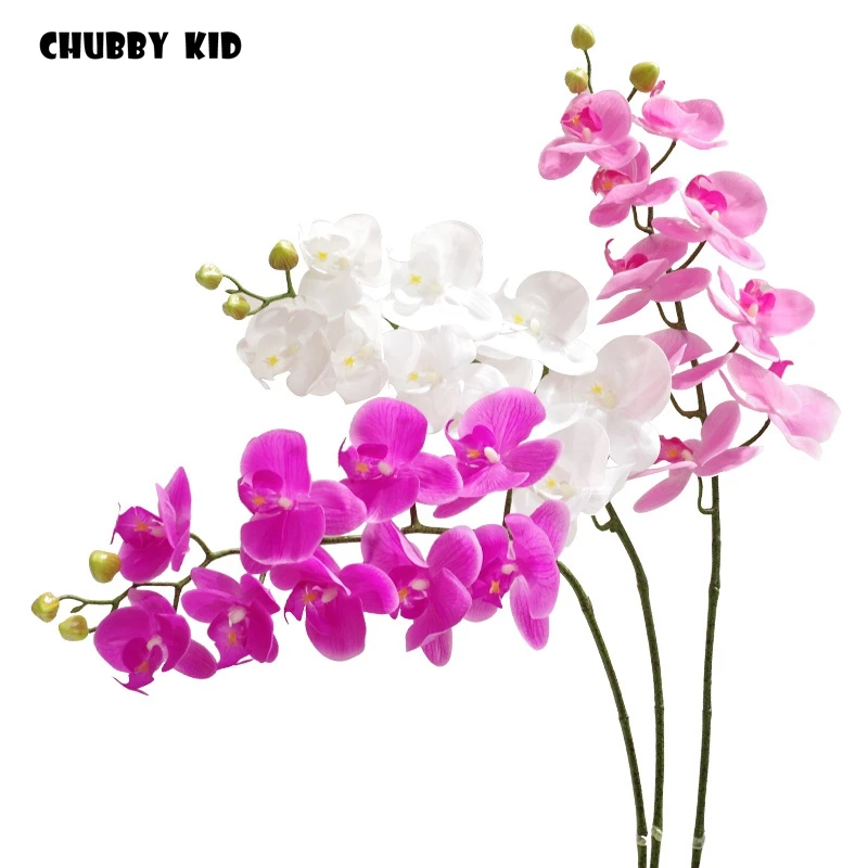 Kopen Hi-Q Real Touch 9 Heads Kunstmatige Vlinder Orchideeën Groothandel Real Touch Vilt Bloemen Bruiloft Decoratieve Phalaenopsis 12 Stks/partij