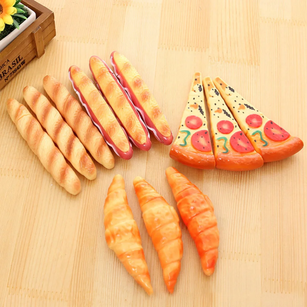 

4pcs Simulation Food Fridge Magnets Pizza Hot Dog Bread Croissant Ballpoint Pen Pens (Mixed Patterns)