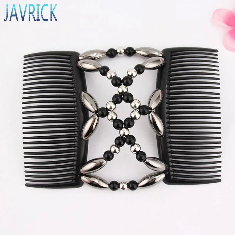 Женская эластичная заколка для волос двойная Волшебная расческа ручной работы с