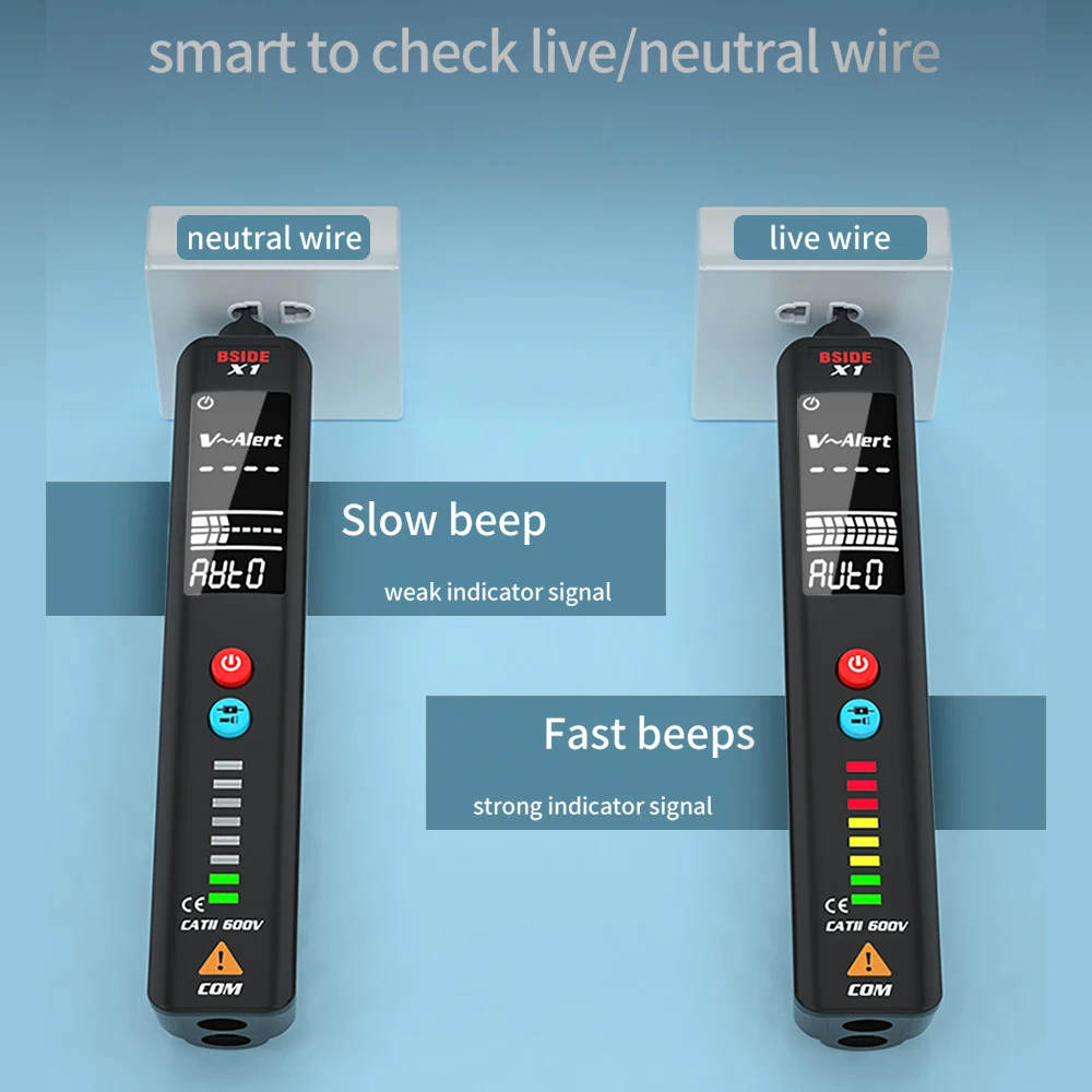 

BSIDE X1 Dual Mode Smart Detector Non-Contact AC Voltage Detector NCV Multimeter Electric Test Pencil Portable Tester Pencil