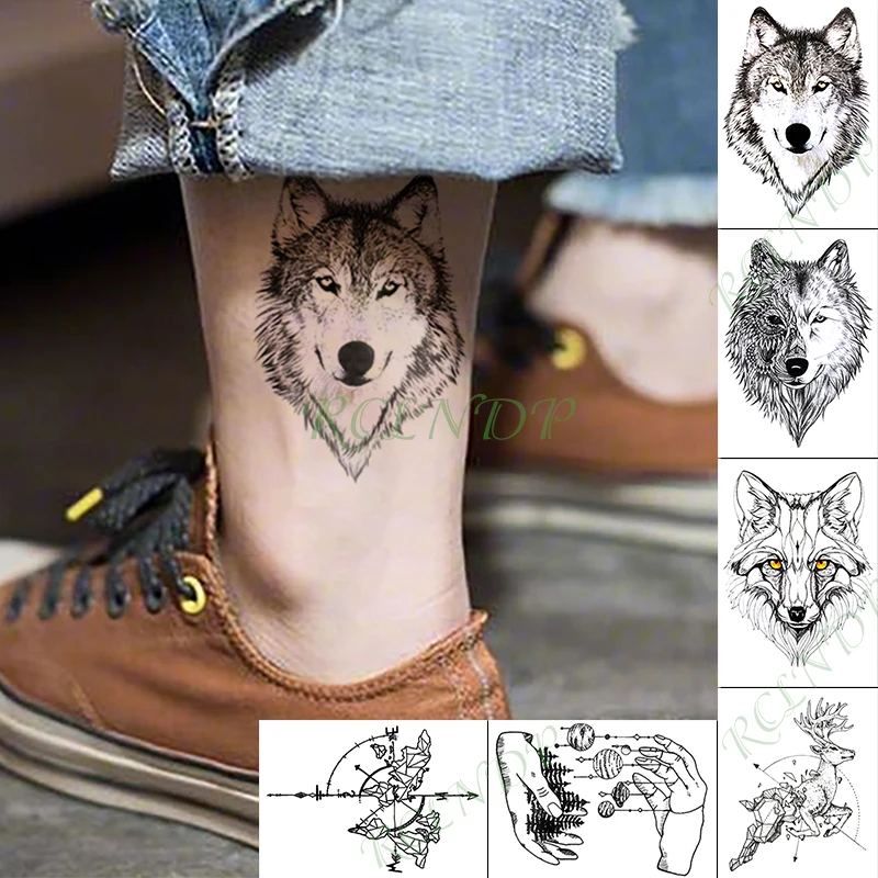 

Waterproof Temporary Tattoo Sticker Wolf Flower Egyptian god Fake Tatto Flash Tatoo Hand Arm Foot tattoos for Kid Girl Men Women