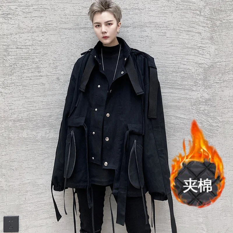 Autumn And Winter Male Jacket Dark Heavy Industry Function Hip Hop Performance Fashionable Cotton Jacket