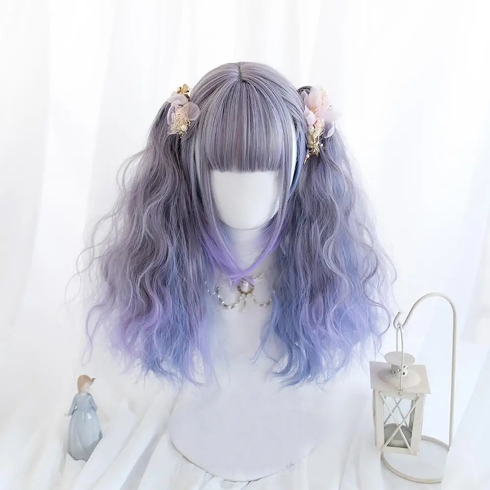

Косплей микс 5 стилей Лолита смешанные синие фиолетовые Омбре длинные вьющиеся короткие Боб хвосты челки косплей синтетический парик
