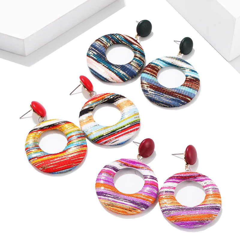 Bohemian Ethni Colorful Fabric Earring Retro Exaggerated Hollow Creative Women Handmade Vintage Statement Drop Earrings | Украшения и