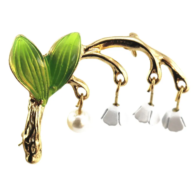 Japanese Fashion Jewelry New Green Sweet Brooch Fresh And Lovely Drop Glaze Sen Lily Ladies Gifts | Украшения и аксессуары