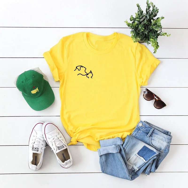 

Spot! European and American hipsters are interesting cats dogs round neck women's short sleeve cotton ladies' T shirt
