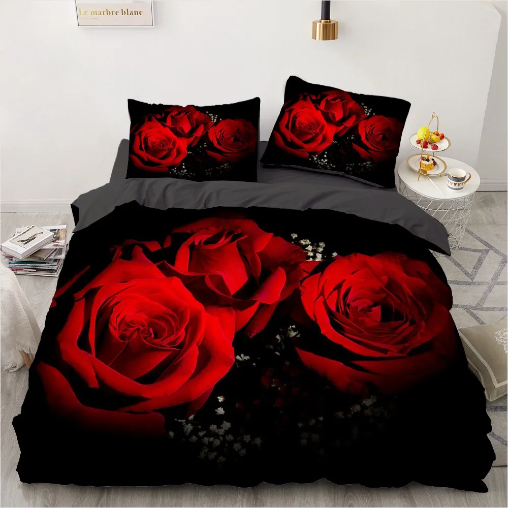 

3D Bedding Set Custom Single Double King Size 3PCS Duvet Cover Set Comforter/Quilt Pillow Case Flowers Home Textile Microfiber