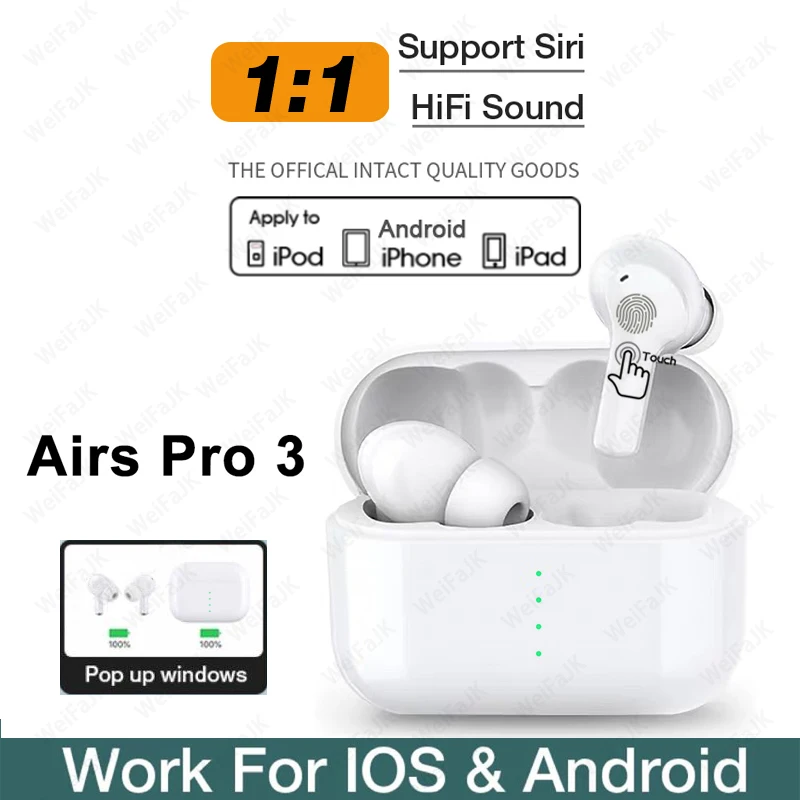 Apple оригинал AirPods Pro 3 TWS беспроводные наушники Bluetooth в ухо Спортивная гарнитура для
