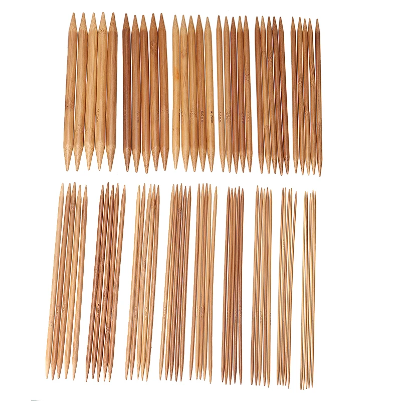 

75pcs 15 Sizes Bamboo Knitting Needles 20cm Long Crochet Hooks Double Pointed Sweater Knitting Needle Weave Craft Tool
