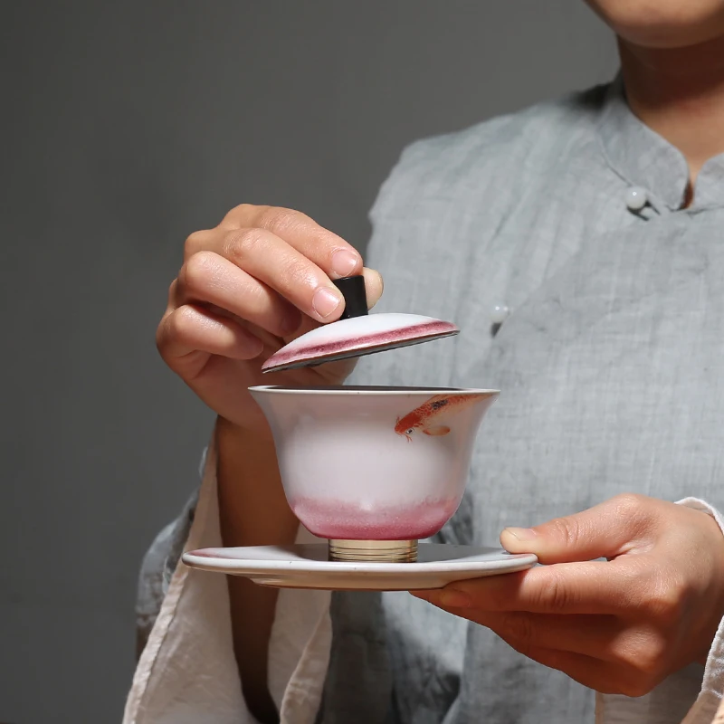 120 мл керамический гайвань для обжига креативный медный нижний чай Tureen Китайский