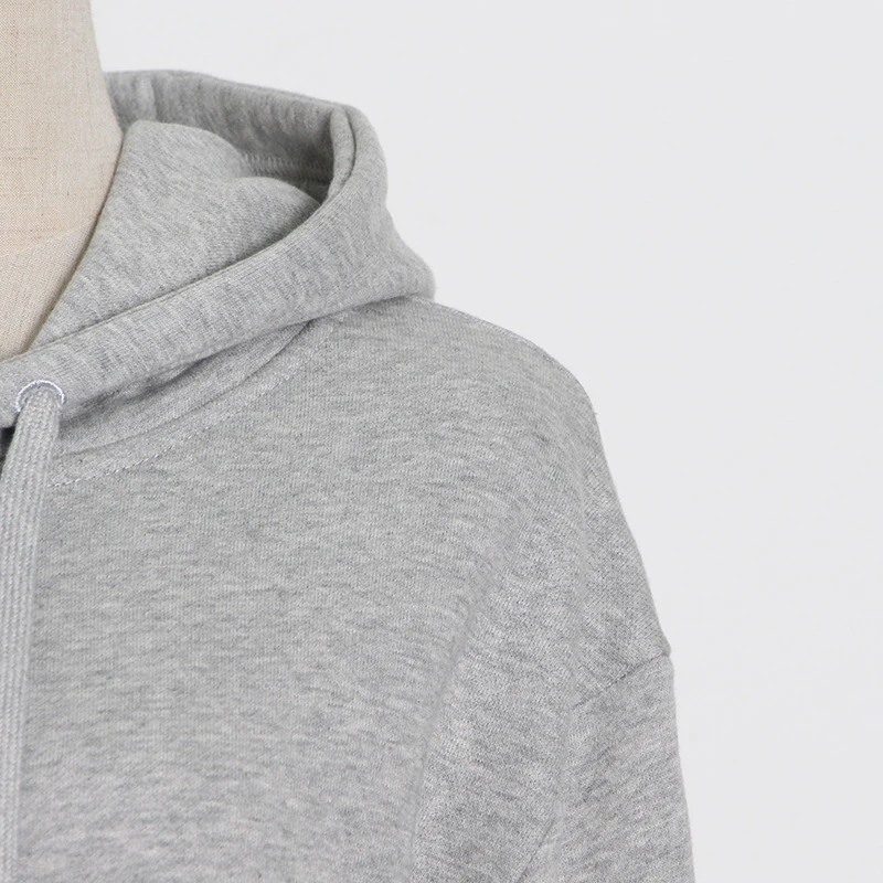 

GALCAUR Solid Sweatshirts For Women Hooded Collar Long Sleeve Minimalist Knitting Casual Pullovers Female 2021 Autumn Clothing