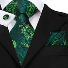 Галстук с цветочным узором, Шелковый жаккардовый мужской галстук, платок, запонки, набор, карманный Бирюзовый мужской галстук для свадьбы, SN-3206