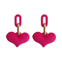 1 pair three dimensional heart shape acrylic earrings female fashionable jewelry gift for girl earrings