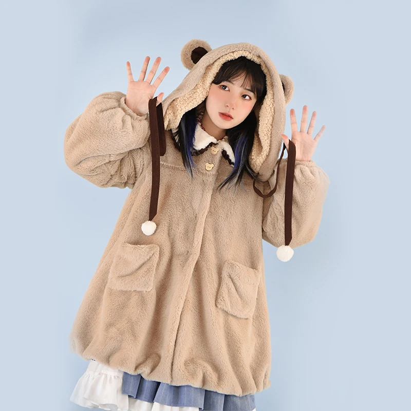 

Пальто Лолита loli повседневное зимнее пальто кавайное пальто принцессы для девочек винтажный студенческий стиль Питер Пэн воротник мягкий косплей для девушек