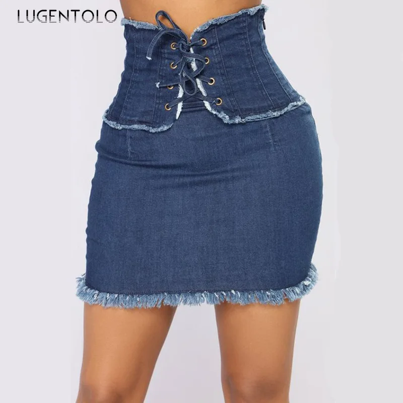 

Женская эластичная юбка с завышенной талией, облегающая однотонная Повседневная Уличная прямая однотонная модная юбка, Lugentolo