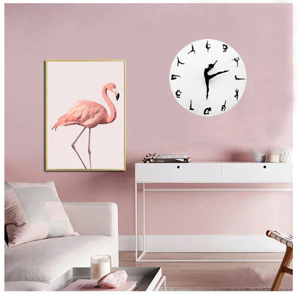 Йога Postures настенные часы тренажерный зал фитнес гибкие девушка тихие