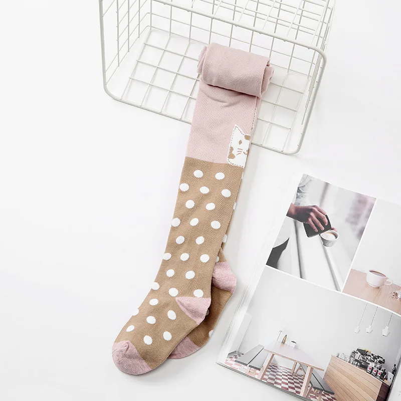 

Girls Pantyhose Kids Tights Cartoon Cat Stockings Children Knitted Collant Cotton Cute Stocking Infant Soft Trousers