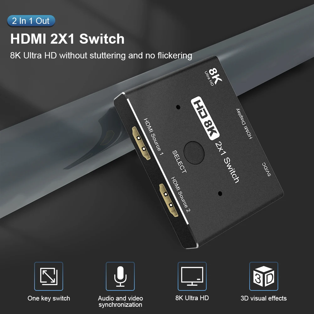 Ultra HD HDMI совместимый 2 1 переключатель в 8K @ 60 Гц 4K 120 KVM 2x1 адаптер для PS4/5 ТВ