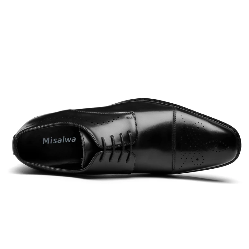 Броги Misalwa мужские классические Кожаные туфли высокий каблук 5 см квадратный