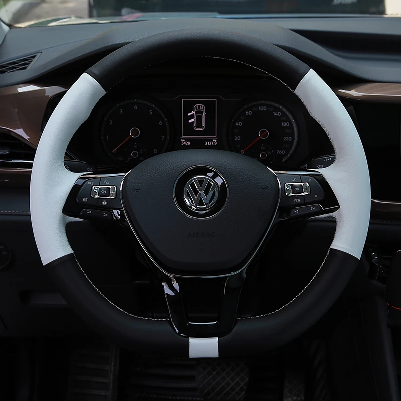 

For Volkswagen Sagitar Lavida Bora Golf 7 Tiguan L Teramont Lamando Magotan DIY hand-stitched leather car steering wheel cover