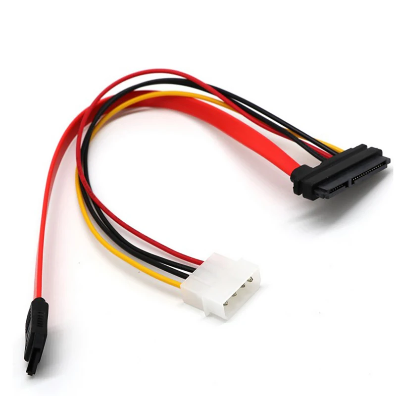 

Newest 30cm SATA Combo 15 Pin Power And 7 Pin Data Cable 4 Pin Molex To Serial ATA Lead Cable Molex To Sata Power Adapter