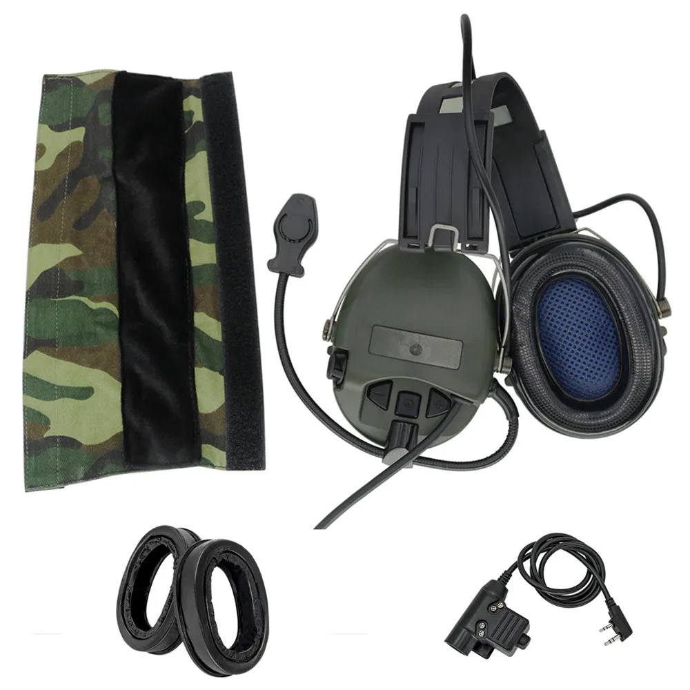 

MSASORDIN air gun electronic shooting pickup noise reduction hearing protection headset (FG) + silicone earmuffs + U94 PTT