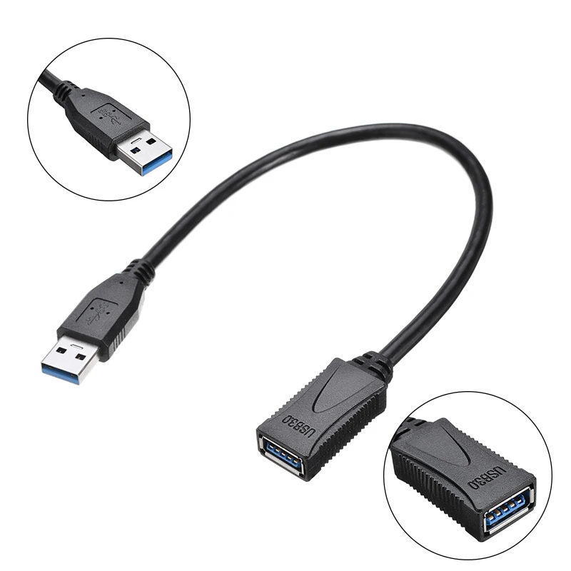 Mayitr 33 см USB 3 0 Удлинительный кабель черный адаптер Папа-мама удлинитель провод